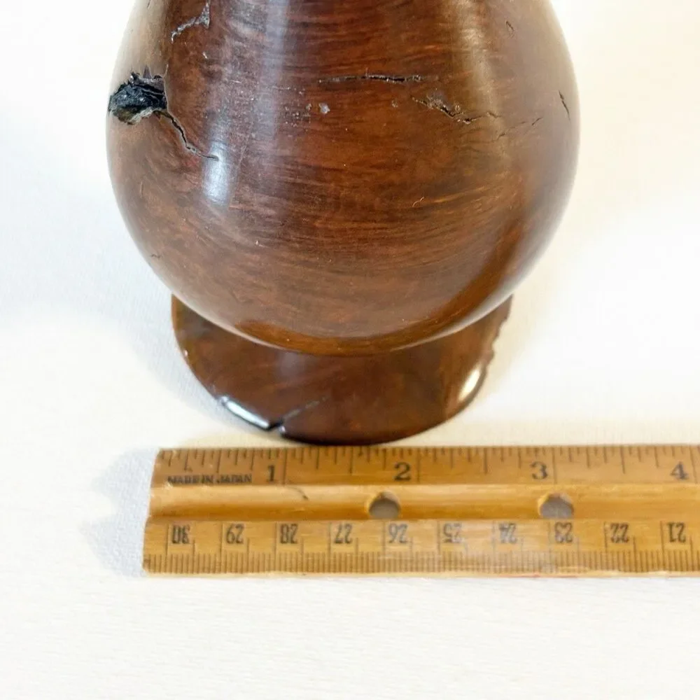 Vtg Modernist MCM Turned Burl Wood Art Vase Bud Vase Live Edge Rustic Lodge